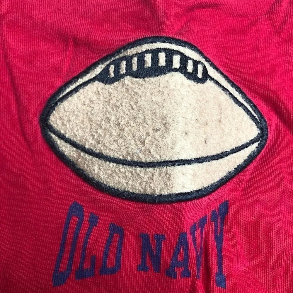 3/$15 or 5/$20 Old Navy size 6-12 months red long sleeve football tee